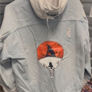 Light Blue Denim Jacket with Anime Logo